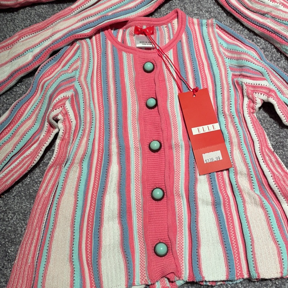 NWT Elle Girls Striped Pastel Cardigan